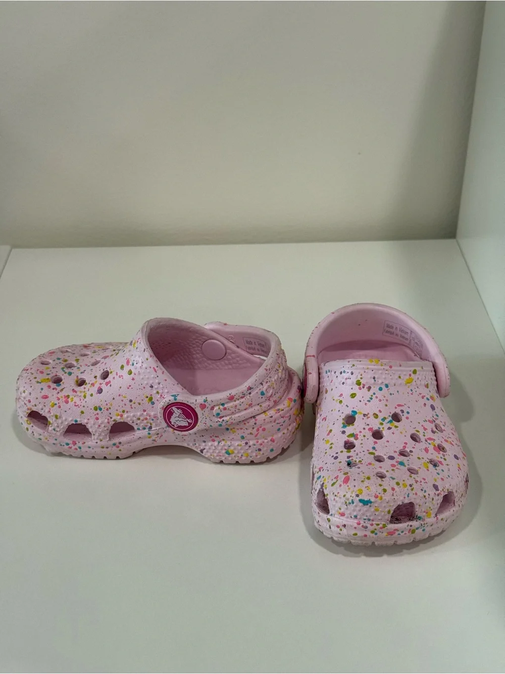 Kids Pink Confetti Crocs Shoes